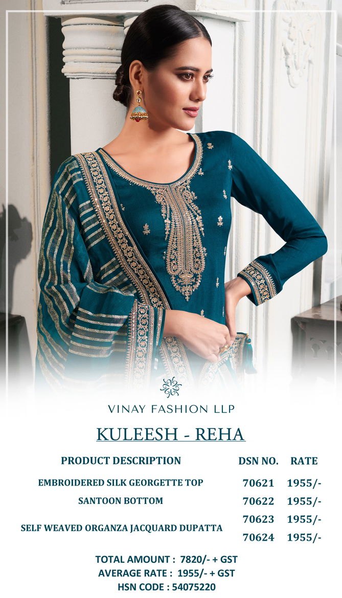 Reha By Vinay Kuleesh Silk Designer Salwar Kameez Wholesale Shop In Surat
